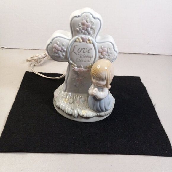 Enesco Precious Moments"Love Blooma Eternal"Floral Cross Night Light Cottagecore - Picture 1 of 5